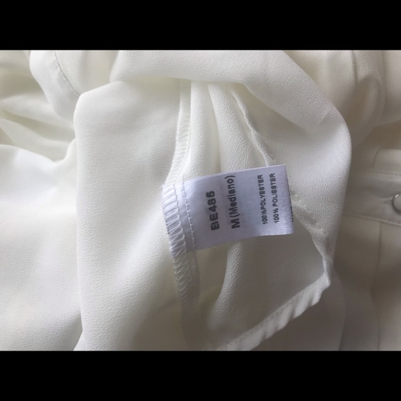 B_Envied white pleated bust tank with cuffed sleeves. NWT - Picture 10 of 10